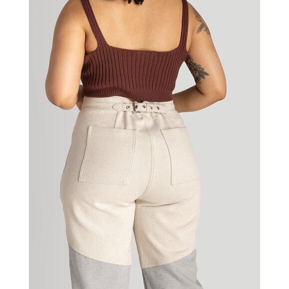 Soluna Collective Denim Pants Grey white 14 Two Tone Upcycled Cotton Relaxed Fit - Picture 3 of 8